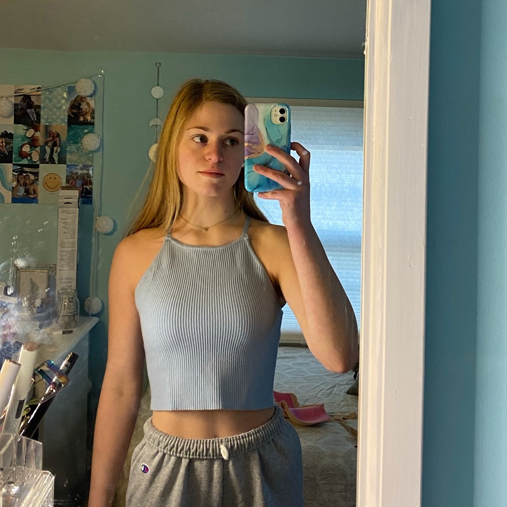 ✨3/$33✨PacSun/LA hearts blue halter crop top